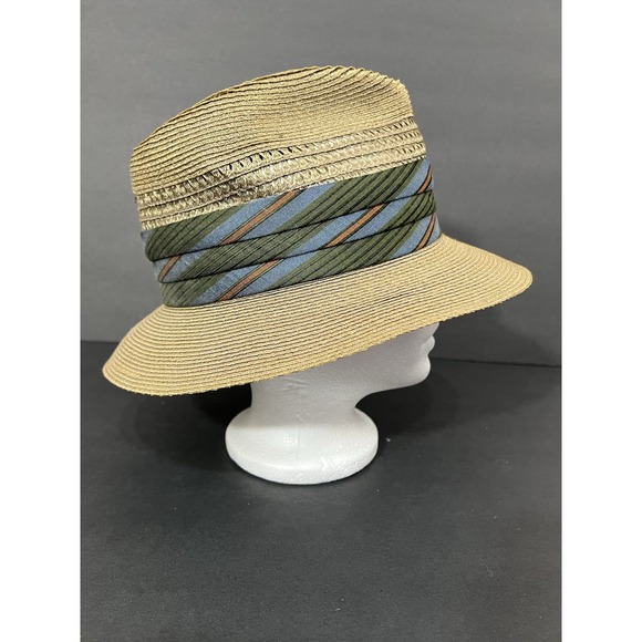 Vtg Pedigreed Thoroughbred Straw Fedora Hat 7 1/8 Custom Made Woven Panama Style - Picture 5 of 9